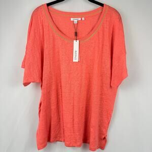 Chico's Linen Melon Mambo Knit Short Sleeve Everyday T Shirt XL NWT